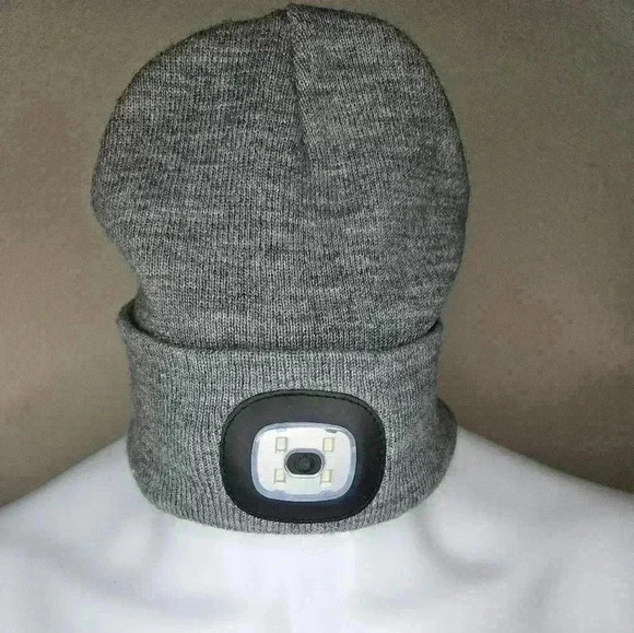 LED Beanie with USB Rechargeable Hands Free 4LED Headlamp Cap - Picture 1 of 5
